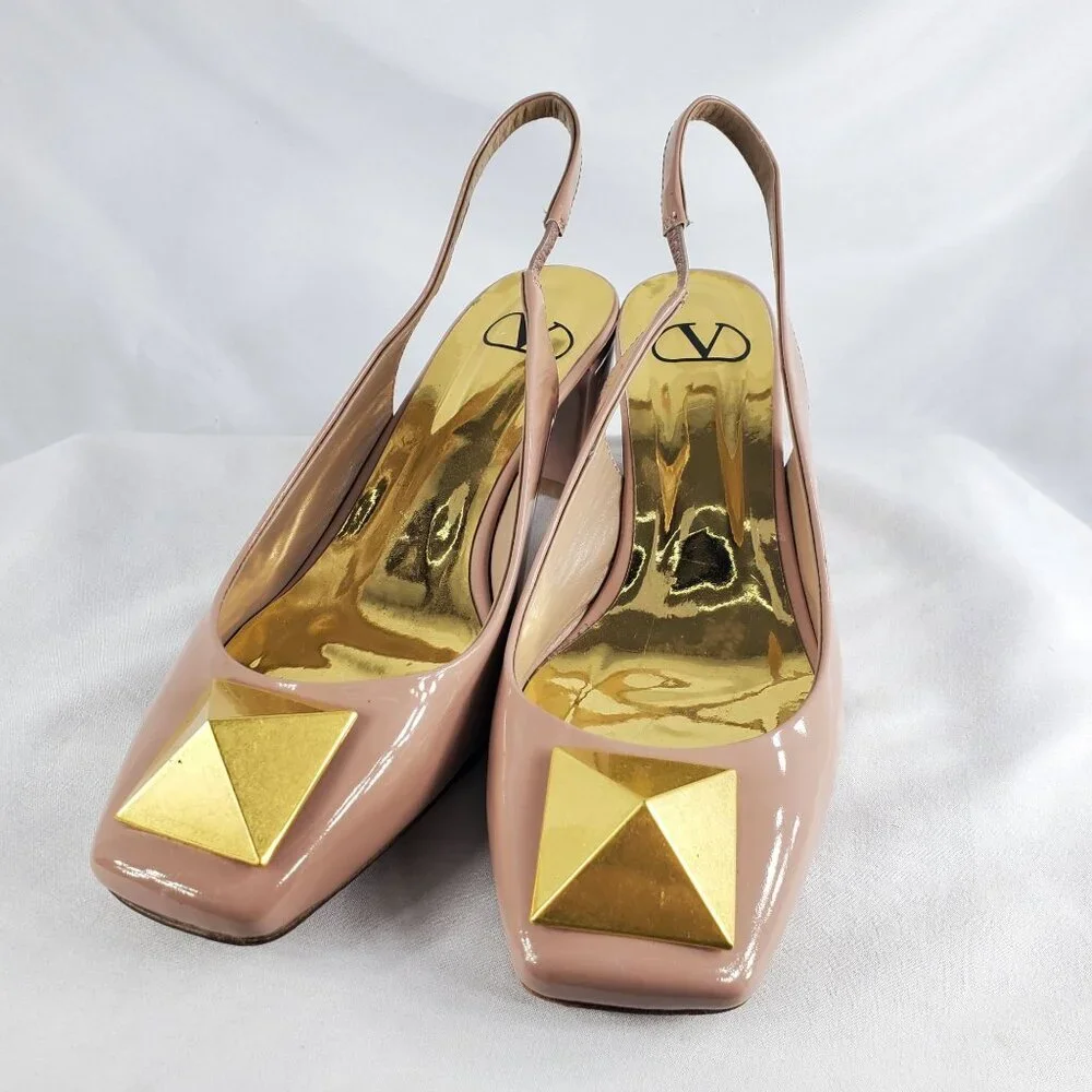 Valentino Garavani Women's Pink One Stud Patent Leather Pumps Size 8.5 - Picture 6 of 16